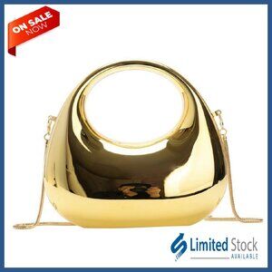 Acrylic Clutch Evening Bag with Removable Chain, Moon Design, Magnetic Closure